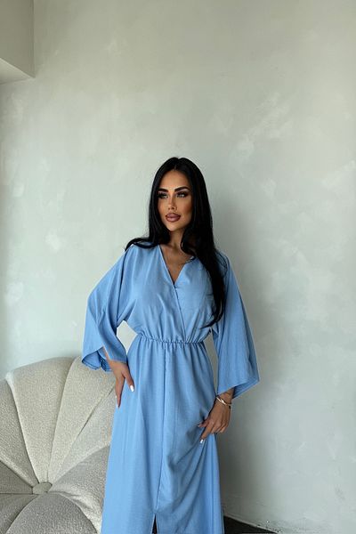 LİLA İSTANBUL Rochie de vară de culoare uni, cu guler dublu, din țesătură de viscoză, cu mâneci liliac
