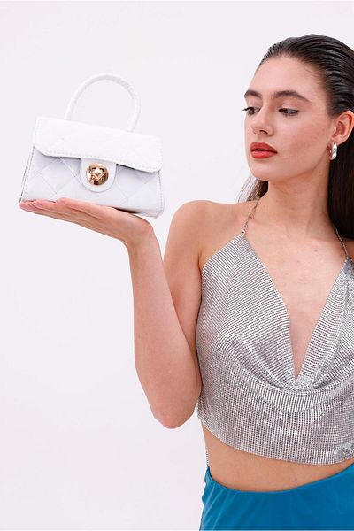 loute Women's Flap Mini Hand and Shoulder Bag with Wick Handle and Chain