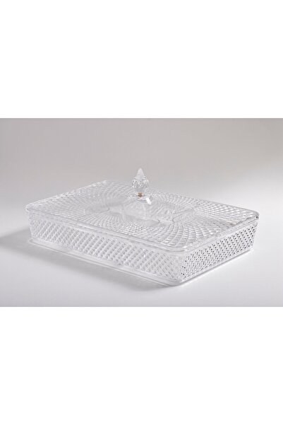 Bin Shihon صينية أكرليك شفافة مستطيلة مقسم 6 أجزاء