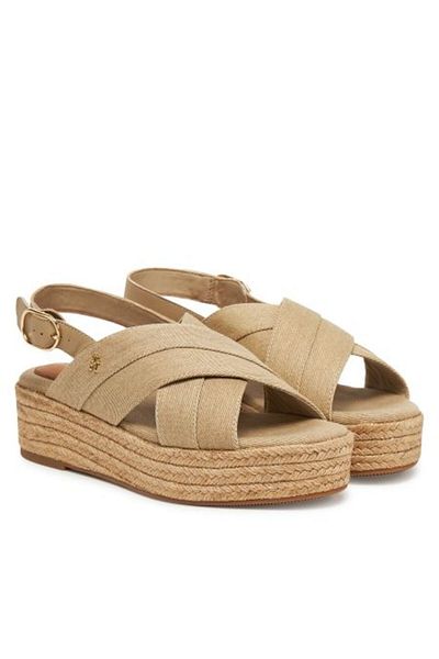 Tommy Hilfiger Női bézs farmer platform Espadrille szandál