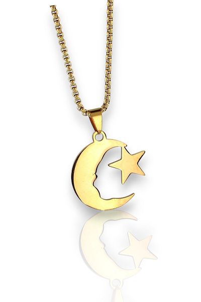 Solfera Mustafa Kemal Ataturk and Turkish Flag Silhouette Yellow Steel Necklace Chain Q0975