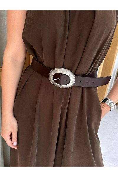 Tina İstanbul Αρχαία Οβάλ Ζώνη Πόρπης 4cm Bitter Brown
