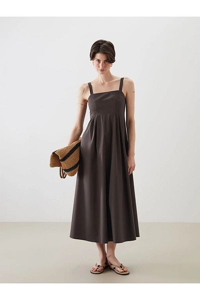 LC Waikiki Lcw Vision Square Neck Pleated Detailed Dress