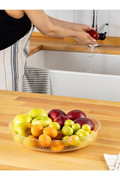 Heredot Mithra Life Transparent Flexible Unbreakable Plastic Fruit Vegetable Salad Presentation Wide Bowl Mit1224