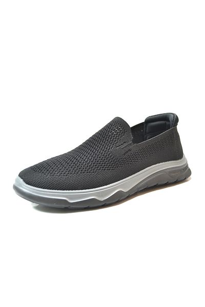 Onlo Ayakkabı Onlo Shoes Mg.4729 Black & Gray Anatomical Laceless Men's Sneakers