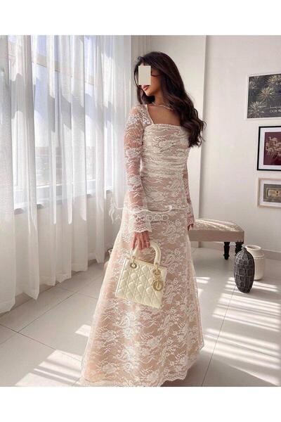 ALANOOD FASHION فستان دانتيل صباح العيد بتصميم انيق ناعم