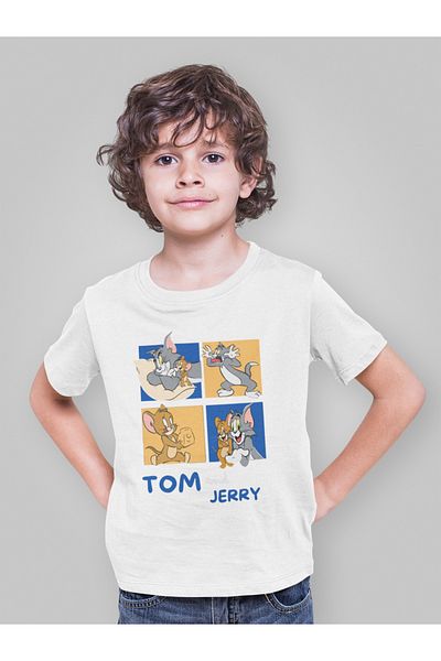 SEVBANO Tricou unisex pentru copii cu desene animate cu imprimeu Tom și Jerry (vârsta 1-12)