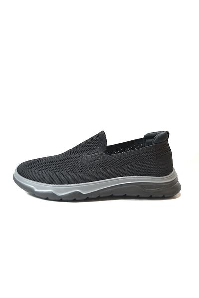 Onlo Ayakkabı Onlo Shoes Mg.4729 Black & Gray Anatomical Laceless Men's Sneakers