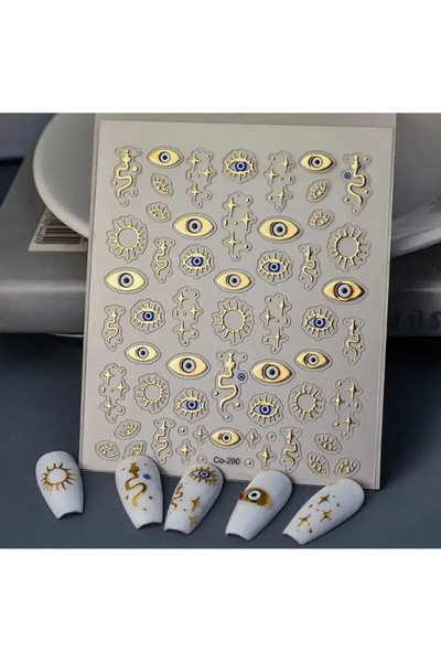 AEÇTASARIM Altın Kaplama Yılan ve Göz Tırnak Süsleme Stickerı, Nail Art Süsü