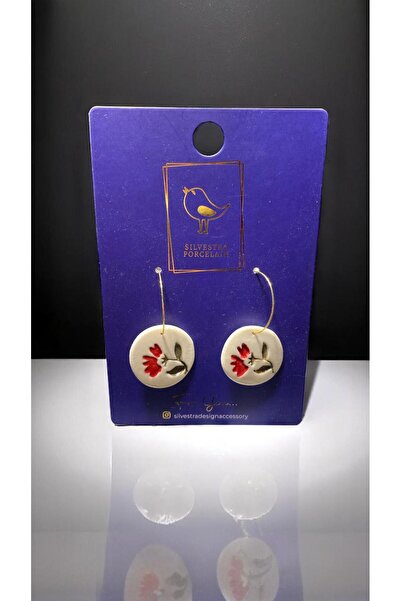 Silvestra Design Silvestra “Golden Bloom” El Yapımı Porselen Küpe