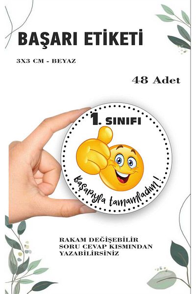 ZY TASARIM I Finished Successfully Good Holidays Sticker 48 Pieces 3 cm