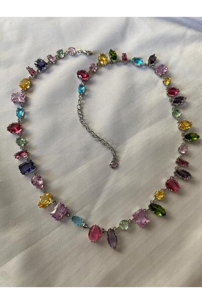 melyco Gema Stil Parlak Taşlı Kolye | Kristal Görünümlü Işıltılı Takı | Lüks ...