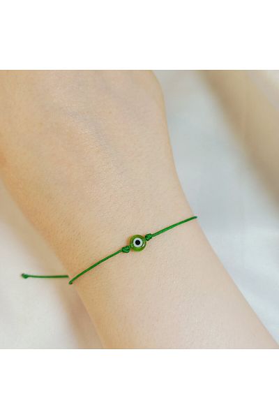Crystal Atelier Green Handmade Macrame Adjustable Evil Eye Beaded Bracelet-Unisex Green Protection and Luck Bracelet
