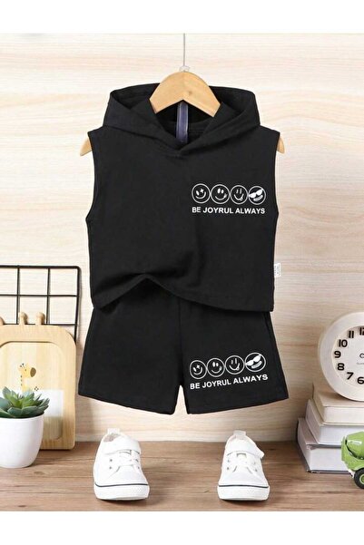 VESTIR BIEN Multi Smile Printed Summer Black Strap 100% Cotton Children's Suit