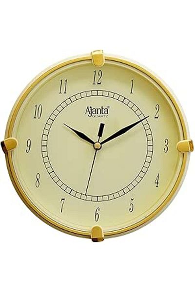 ajanta Abstract Round Wall Clock – Ivory – Quartz Analog – 18.8 cm – Battery Operated