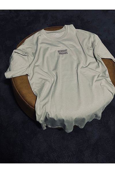 Spark Collection Sensory Organs 100% Cotton Relax Mold Crew Neck Light Gray Tshirt