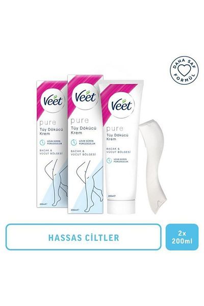 Veet Pure Depilatory Cream Sensitive Skin 200 ml 2 Pieces