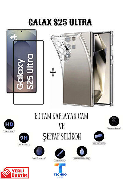 foxpower Samsung S25 Ultra 6D Tam Kaplayan Ekran Koruyucu ve Şeffaf Kılıf 2li...