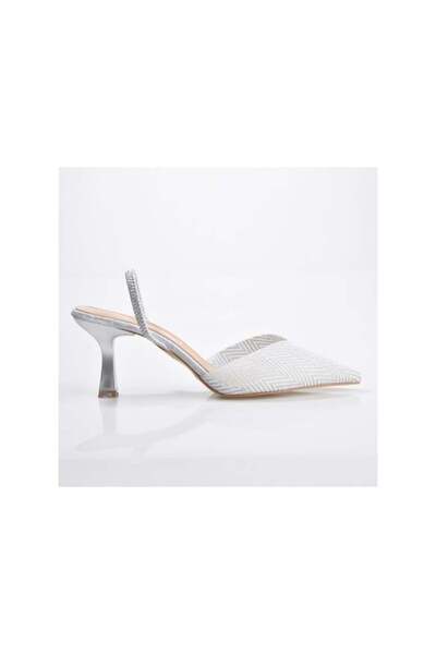KİNDEP Kindep Park Closed Toe Open Back Heeled Women's Shoes Silver
