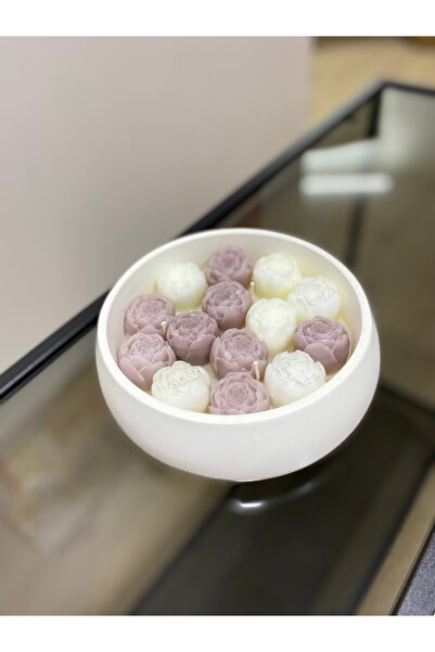 NİLCANDLE Minik Şakayık mum detaylı,kokulu,Doğal soya mumu