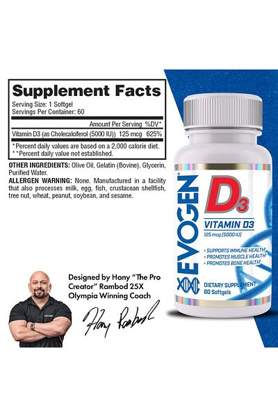 EVOGEN Vitamin D3 5000 Iu 60 Softgels