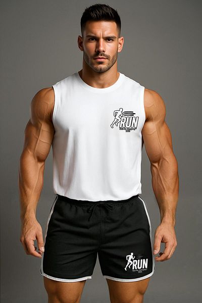 Risil-Nu Company New Season Premium Honeycomb Fabric Shorts and Cotton Singlet Double Gym Sportsman Set