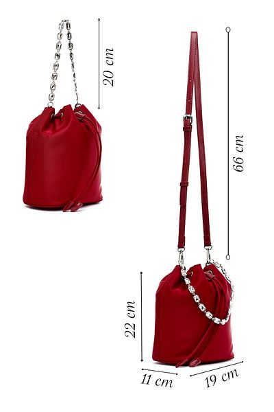 Derimod Women's Red Stone Fabric Shoulder Bag 25Sbd27406F