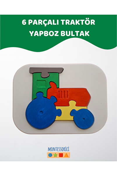 Montessori Traktör Puzzle Bultak – 6 Parça Eğitici Oyuncak 2+ Yaş Yapboz Seti