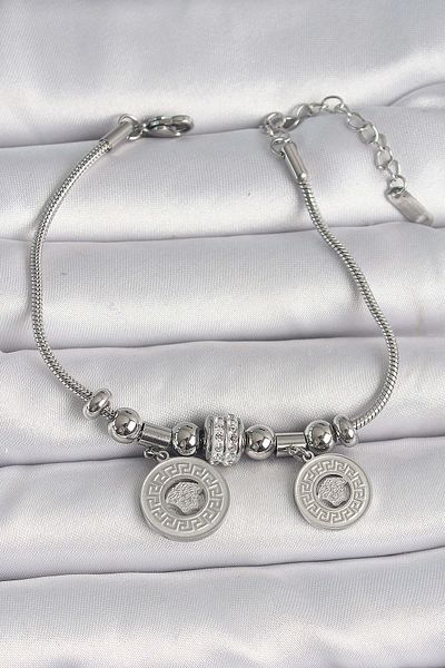 merland benvecocuk 316L Steel Silver Color Tube Chain Locket Model Zircon Stone Detailed Women's Bracelet - Lisinya