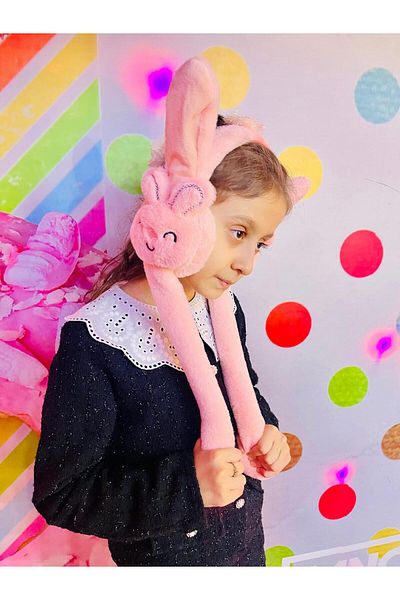 doğan hediyelik High Quality Plush Movable Moving Ears Rabbit Kids Hat Headphone