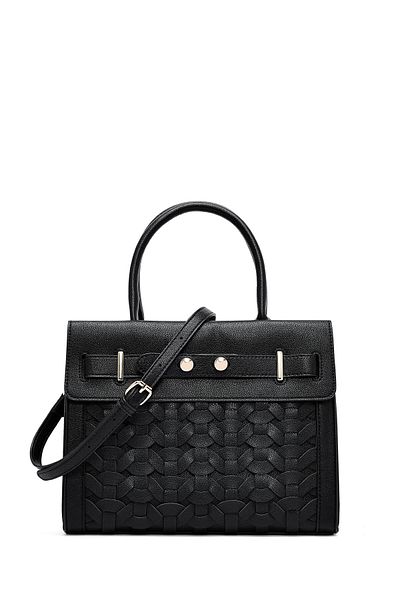 Derimod Women's Black Long Strap Knitted Classic Shoulder Bag 25Sbd286429