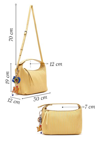 Derimod Women's Yellow Long Strap Accessory Detailed Printed Shoulder Bag 25Sbd285126