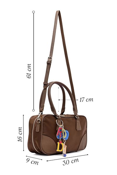 Derimod Women's Brown Long Strap Accessory Detailed Fabric Shoulder Bag 25Sbd27776F