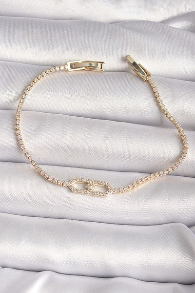 merland benvecocuk Brass Gold Color Zircon Stone Messika Model Women's Bracelet - Lisinya