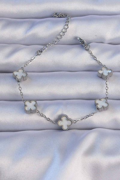 merland benvecocuk 316L Steel Silver Color Pearlescent Baby Boy Clover Model Bracelet - Lisinya