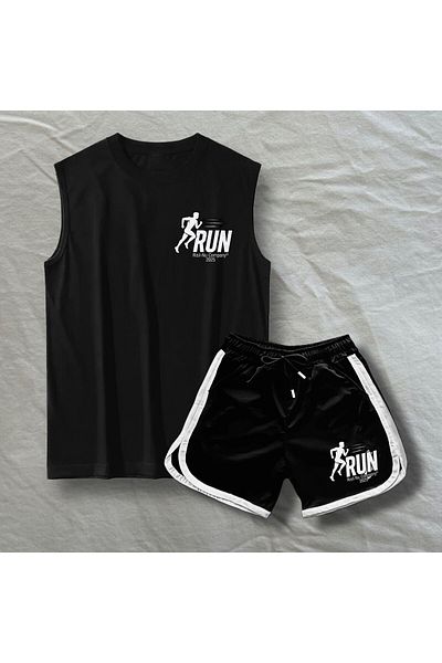 Risil-Nu Company New Season Premium Honeycomb Fabric Shorts and Cotton Singlet Double Gym Sportsman Set