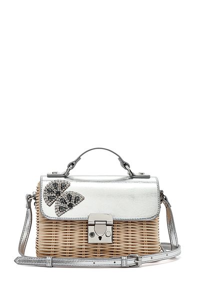 Derimod Women's Silver Accessory Long Strap Straw Crossbody Bag 25Sbd275814