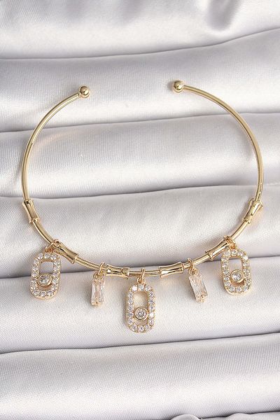 merland benvecocuk Brass Gold Color Hanging Zircon Stone Messika Figure Charm Women's Bracelet - Lisinya