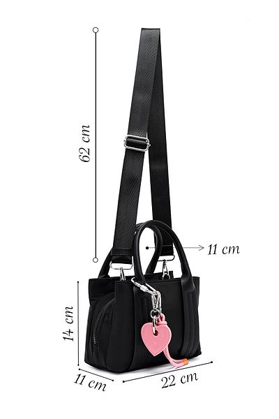 Derimod Women's Black Long Strap Accessory Fabric Shoulder Bag 25Sbd27426F
