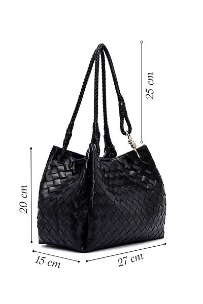 Derimod Women's Black Braided Shoulder Bag 25Sbd277629