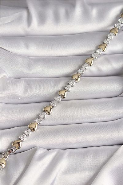 merland benvecocuk Brass Silver Color Zircon Stone Gold Heart Vip Series Women's Bracelet - Lisinya