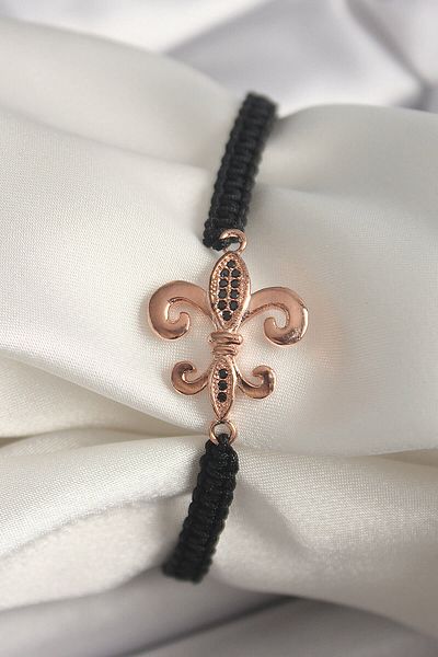 merland benvecocuk Brass Rose Color Zircon Stone Embroidered Lily Figure Elevator Macrame Model Women's Bracelet - Lisinya