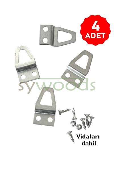 sywoods EĞİK TABLO ÇERÇEVE ASKISI 4 ADET VE VİDALARI DUVARA MONTE ASMA APARATI