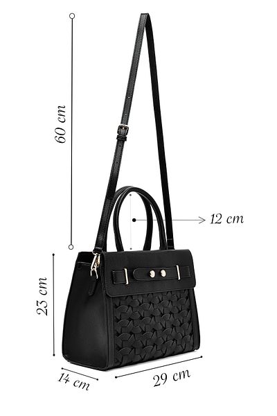 Derimod Women's Black Long Strap Knitted Classic Shoulder Bag 25Sbd286429