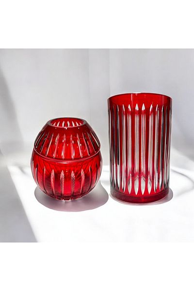 AYZ HOME Colorful Cut Crystal Glass Napkin Holder and Trash Can