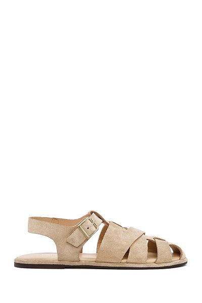 Derimod Women's Mink Buckle Suede Leather Sandals 25Sfd152710