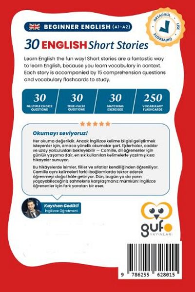 Gufo Yayınları A1 - A2 English 30 Short Stories for Beginners (30 English Turkish Short Stories for Beginners)