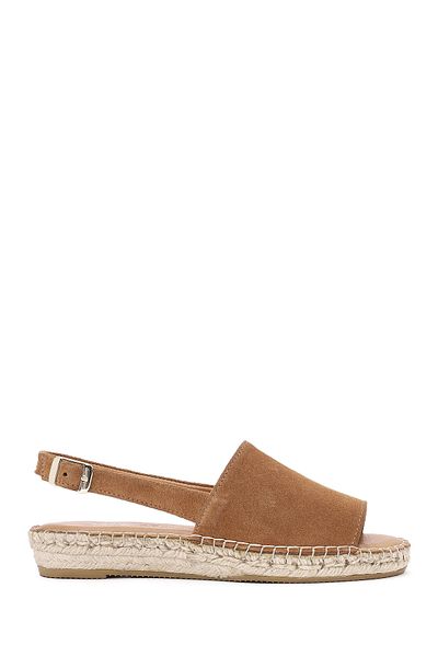Derimod Women's Tan Back Tie Suede Leather Espadrille 25Sfd152810