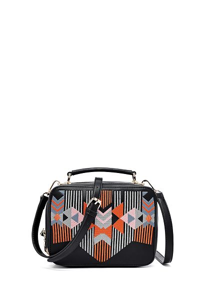 Derimod Women's Black Printed Long Strap Crossbody Bag 25Sbd262426