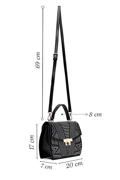 Derimod Women's Black Printed Long Strap Shoulder Bag 25Sbd262826